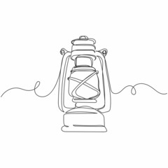 Vector continuous one single line drawing of christmas lantern lamp in silhouette on a white background. Linear stylized.