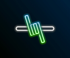 Fototapeta na wymiar Glowing neon line Barbed wire icon isolated on black background. Colorful outline concept. Vector