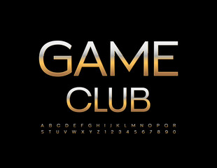 Vector creative Sign Game Club. Luxury Golden Alphabet Letters and Number. Elegant Slim Font.