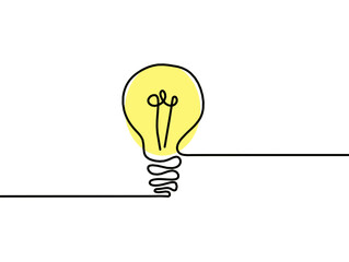 Abstract planet Earth in light bulb as line drawing on white as background