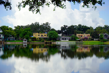 Fototapeta na wymiar Colorful houses on the river
