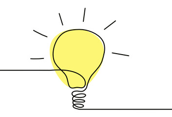 Abstract planet Earth in light bulb as line drawing on white as background