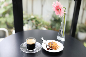 Espresso coffee and and chocolate caramel cupcake