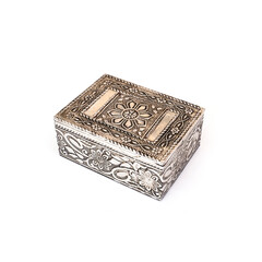 Silver jewelry box for a gift isolated on a white background