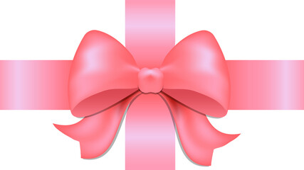 Pink bow on a white background, pink bow with ribbon, pink ribbon with bow, gift box, gift bow