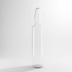 the glass capsule a front view in white background 3d render 