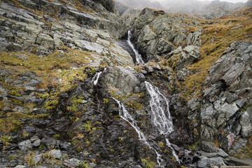 Beautiful waterfall from the Carpathian Mountains in Romania