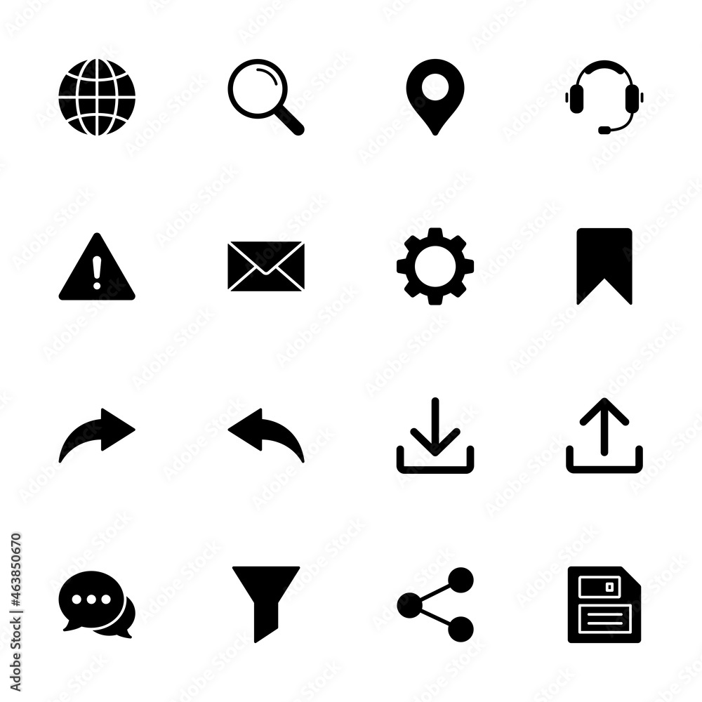 Poster contact us icon set. web icon set. website set icon vector. for computer and mobile