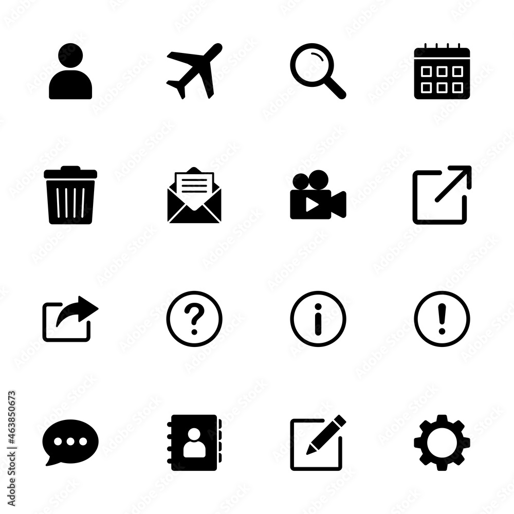 Poster contact us icon set. web icon set. website set icon vector. for computer and mobile