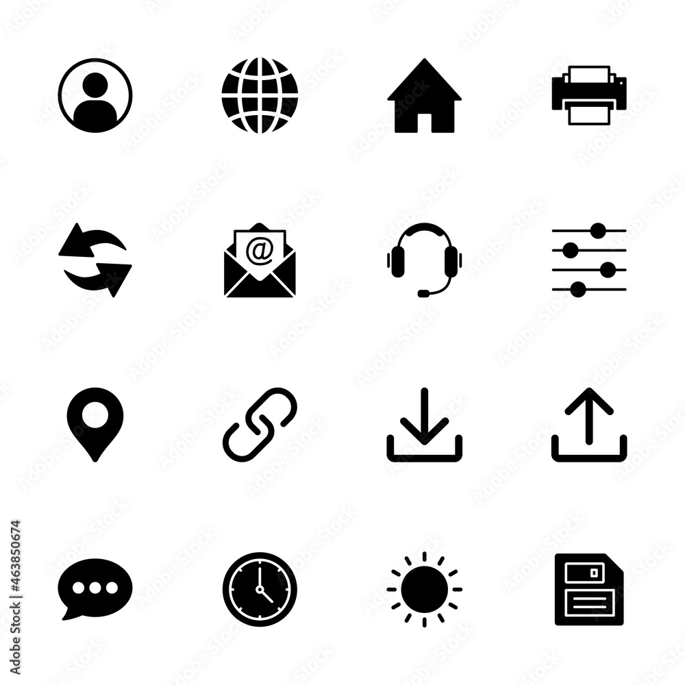 Poster contact us icon set. web icon set. website set icon vector. for computer and mobile