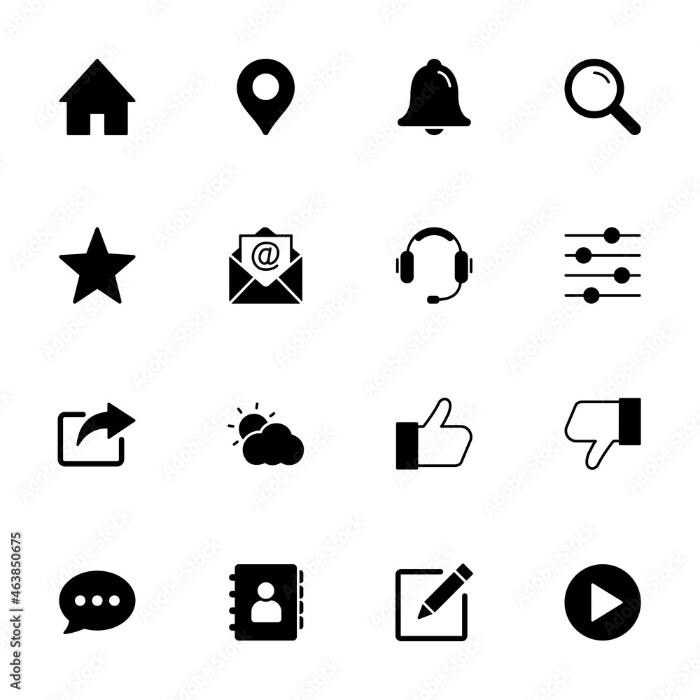 Poster contact us icon set. web icon set. website set icon vector. for computer and mobile