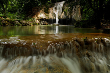 Fototapeta na wymiar Beautiful waterfall and a swaying stream at Muaklek, Saraburi, THAILAND