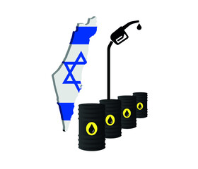 Israel map and oil with israeli flag colors. editable vector illustration.
