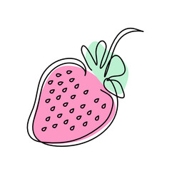 Drawing line of color strawberry on the white background. Vector
