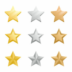 Set of gold silver and bronze stars vector graphic
