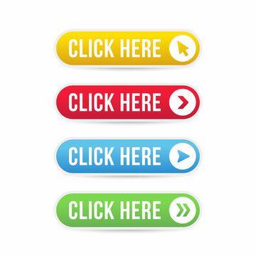 Colorful click here web buttons set vector image