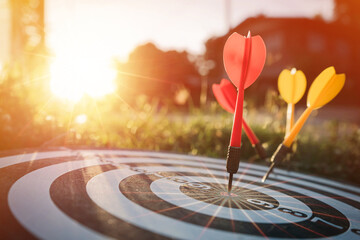 Success goals Targeting the business concept. The concept of starting a new business that goes...