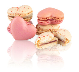 macaroons  bakery freshly isolated on white background with cut out have reflection
