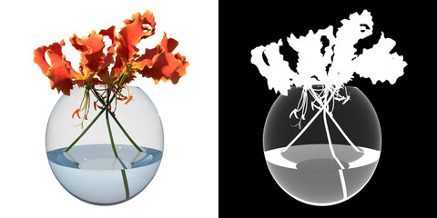 Front view of Plant (flowers in vase 1) Tree white background 3D Rendering Ilustracion 3D