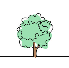 Abstract color tree as line drawing on the white background. Vector	