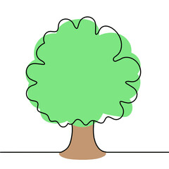 Abstract color tree as line drawing on the white background. Vector	