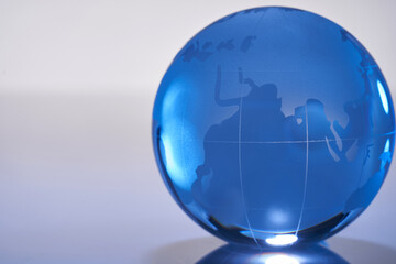 Close up glass globe on asia