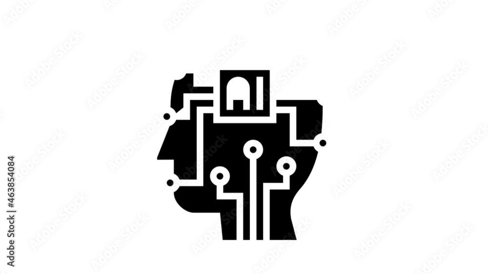 Poster artificial intelligence technology animated glyph icon. artificial intelligence technology sign. iso