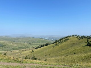 Fototapeta premium Panoramic view of the mountain plateau in Altai, Russia