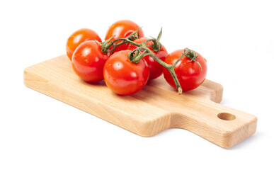 Tomato on wooden shelf