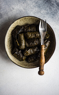 Traditional Georgian tolma in vine leaves