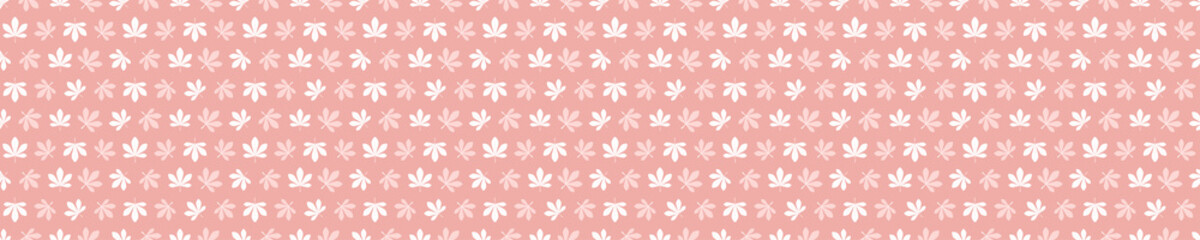 Pink seamless pattern with chestnut leaves