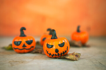 Halloween card background idea, Halloween pumpkin with space on blurred background, decoration item for party