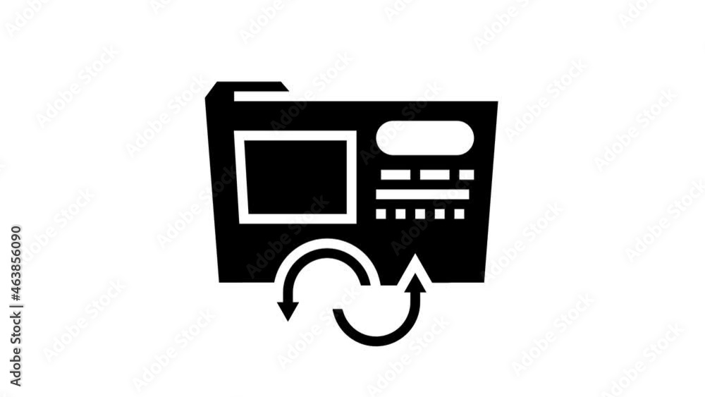 Poster files converter animated glyph icon. files converter sign. isolated on white background