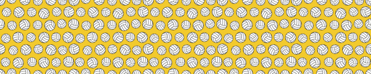 Yellow seamless pattern with volleyballs