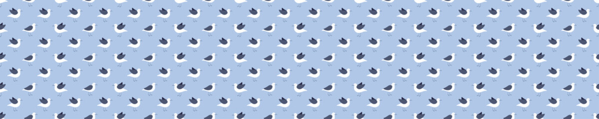 Blue seamless pattern with seagulls