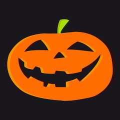Halloween icon. Pumpkin on black background. Halloween concept