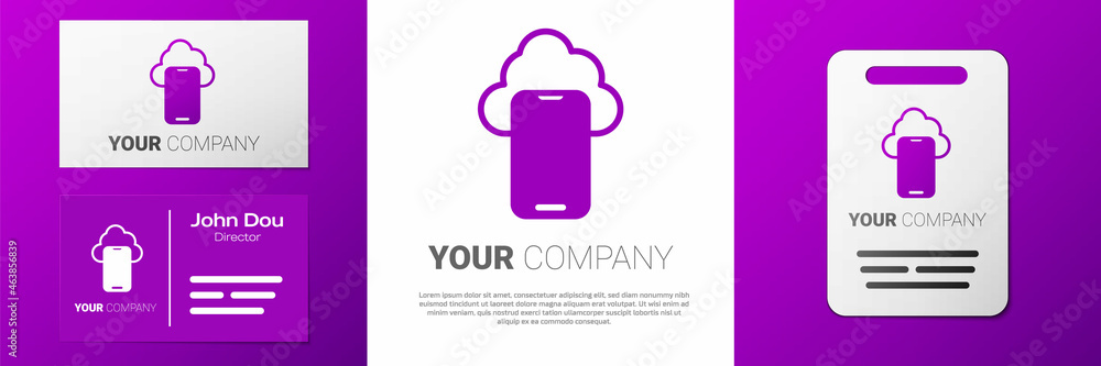 Poster Logotype Cloud technology data transfer and storage icon isolated on white background. Logo design template element. Vector