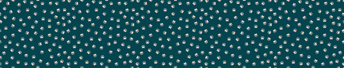Seamless pattern with cute cat paws