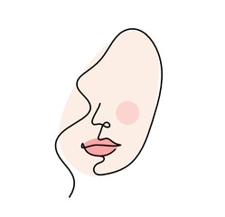 Woman silhouette color face as line drawing picture on white. Vector
