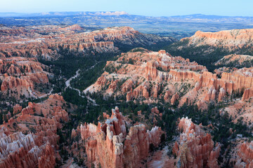 Panoramic view over Bryce Canyon from Inspiration Point. Canyons sunset landscape.