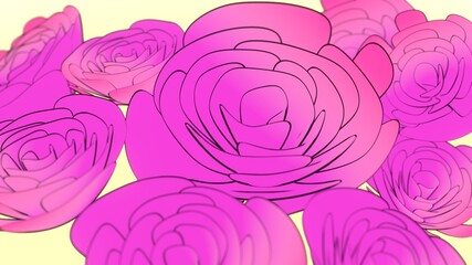 Pink flowers illustration. Abstract flowers composition