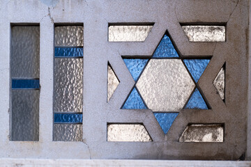 A Star of David stained glass window