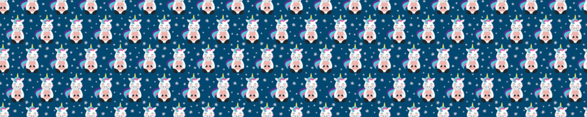 Seamless pattern with stars and baby unicorns