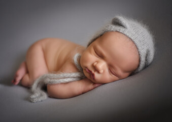 Newborn baby sleep smile lay