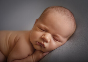 Newborn baby sleep smile lay