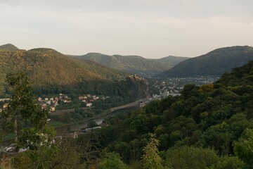 Fototapeta na wymiar Usti nad Labem, Czech republic -October 02, 2021: Labe river valley from Humboldt view