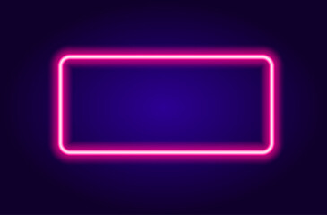 neon pink frame. Vector illustration bright rectangular frame glowing pink in the dark, with an empty space inside for text for a design template