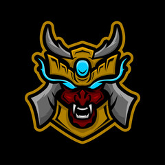 Samurai head mascot logo vector