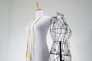 Stylish wire tailor's mannequin and  vintage manniquin