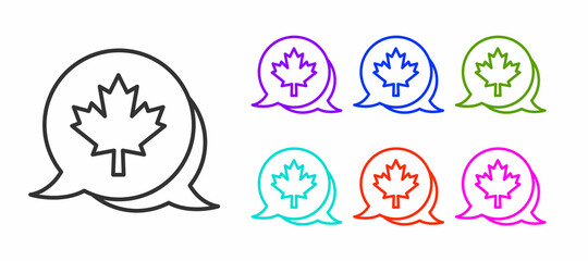 Black line Canadian maple leaf icon isolated on white background. Canada symbol maple leaf. Set icons colorful. Vector